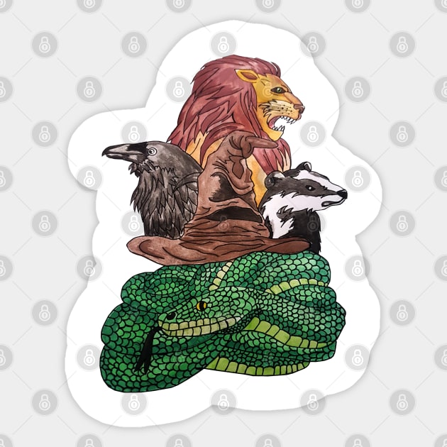 Lion, Badger, Snake and raven... Sticker by Mamma Panda1